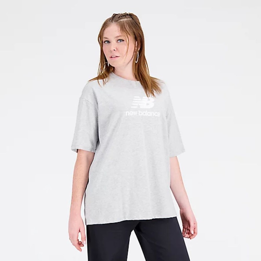 Mulheres New Balance T-Shirts E Partes De Cima | T-Shirt Essentials Stacked Logo Cotton Oversized