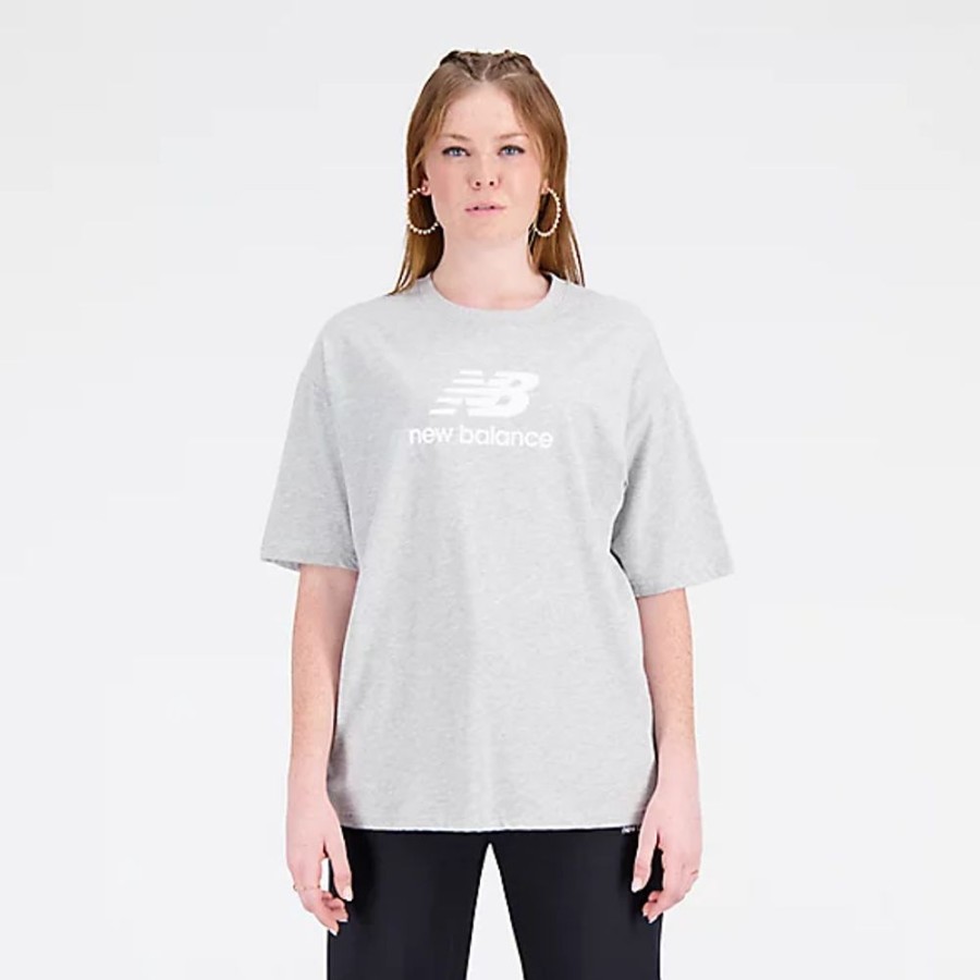 Mulheres New Balance T-Shirts E Partes De Cima | T-Shirt Essentials Stacked Logo Cotton Oversized