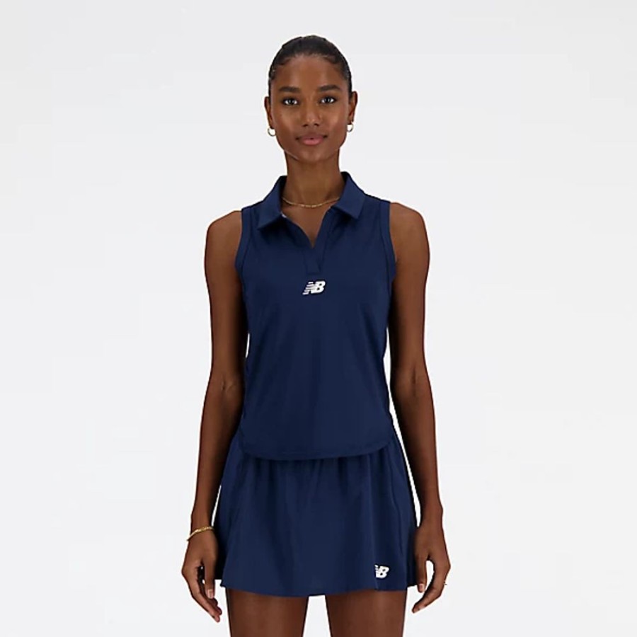 Mulheres New Balance T-Shirts E Partes De Cima | Collared Tournament Tank