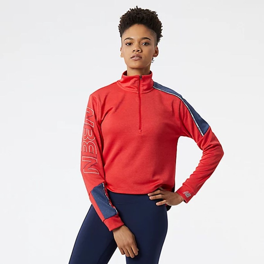 Mulheres New Balance T-Shirts E Partes De Cima | Accelerate Pacer Half Zip