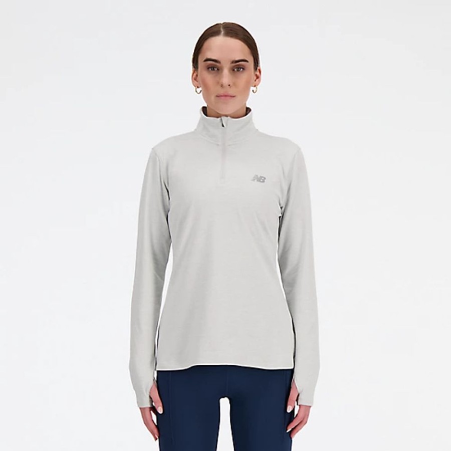 Mulheres New Balance T-Shirts E Partes De Cima | Sport Essentials Space Dye Quarter Zip