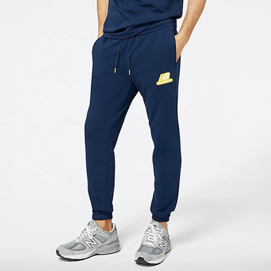 Homens New Balance Calcas E Leggings | Nb Essentials Stacked Rubber Pack Sweatpant