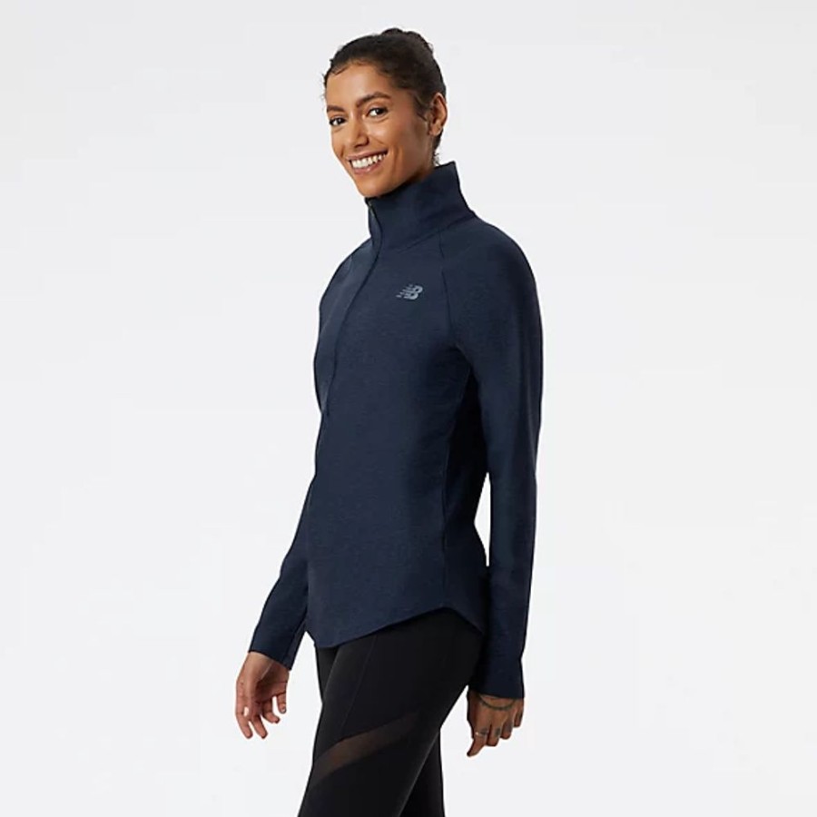 Mulheres New Balance T-Shirts E Partes De Cima | Sport Spacedye 1/2 Zip