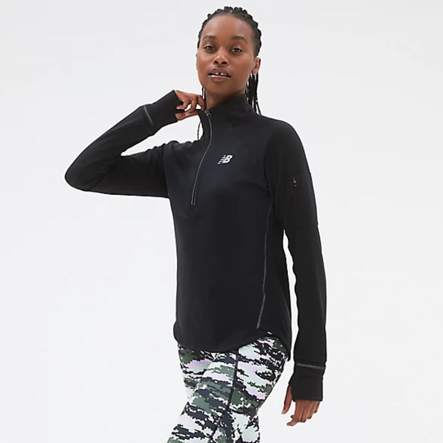 Mulheres New Balance T-Shirts E Partes De Cima | Nb Heat Grid Half Zip