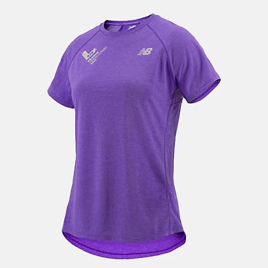 Mulheres New Balance T-Shirts E Partes De Cima | Valencia Marathon Impact Run Short Sleeve