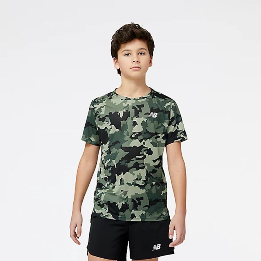 Homens New Balance Corrida | Printed Accelerate Short Sleeve