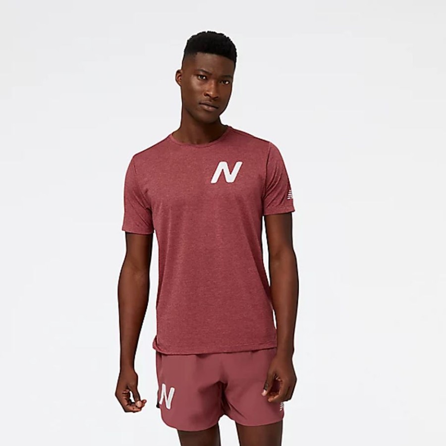 Homens New Balance T-Shirts E Partes De Cima | Graphic Impact Run Short Sleeve