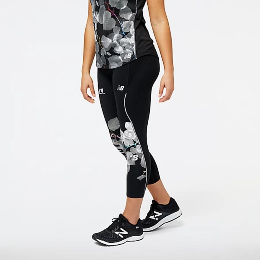 Mulheres New Balance Calcas E Leggings | London Edition Printed Impact Run Crop