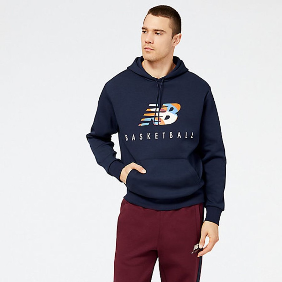 Homens New Balance Camisolas E Camisolas Com Capuz | Nb Hoops Abstract Fleece Hoodie