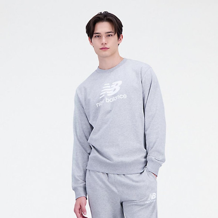 Homens New Balance Camisolas E Camisolas Com Capuz | Essentials Stacked Logo French Terry Crewneck