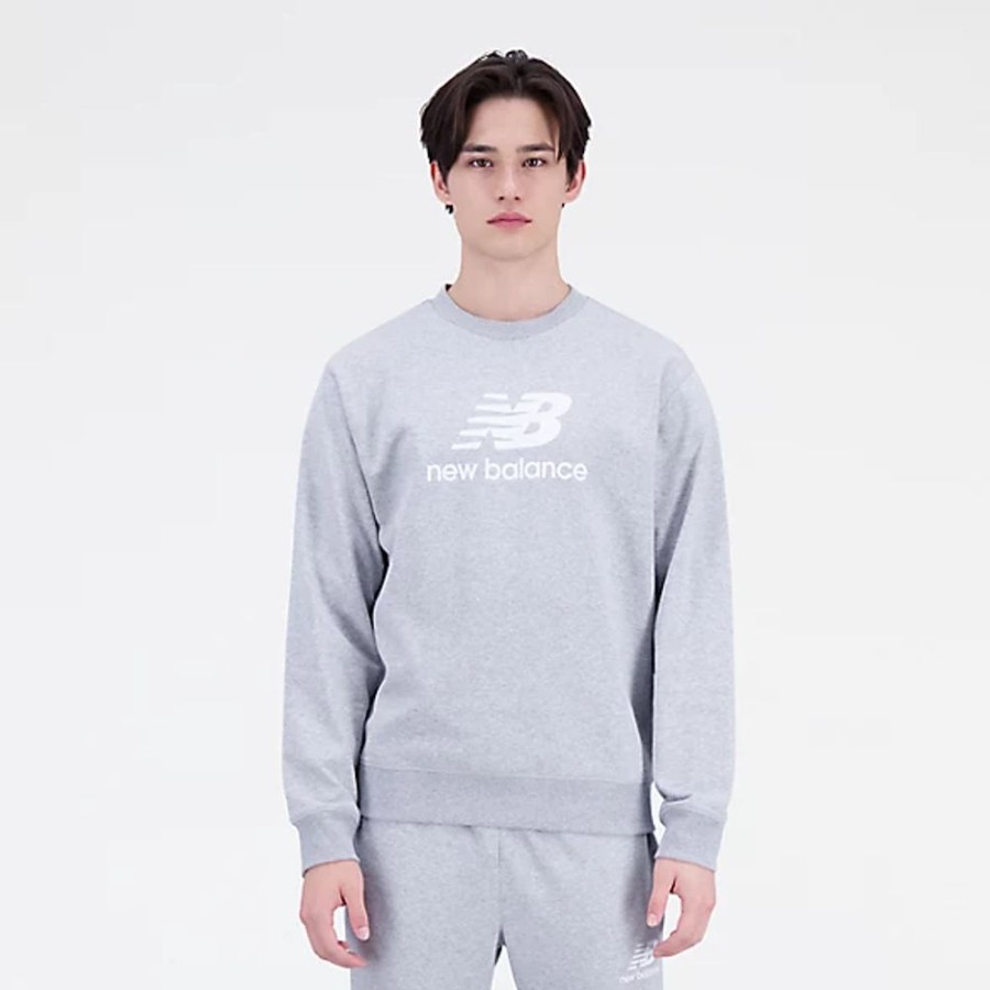 Homens New Balance Camisolas E Camisolas Com Capuz | Essentials Stacked Logo French Terry Crewneck