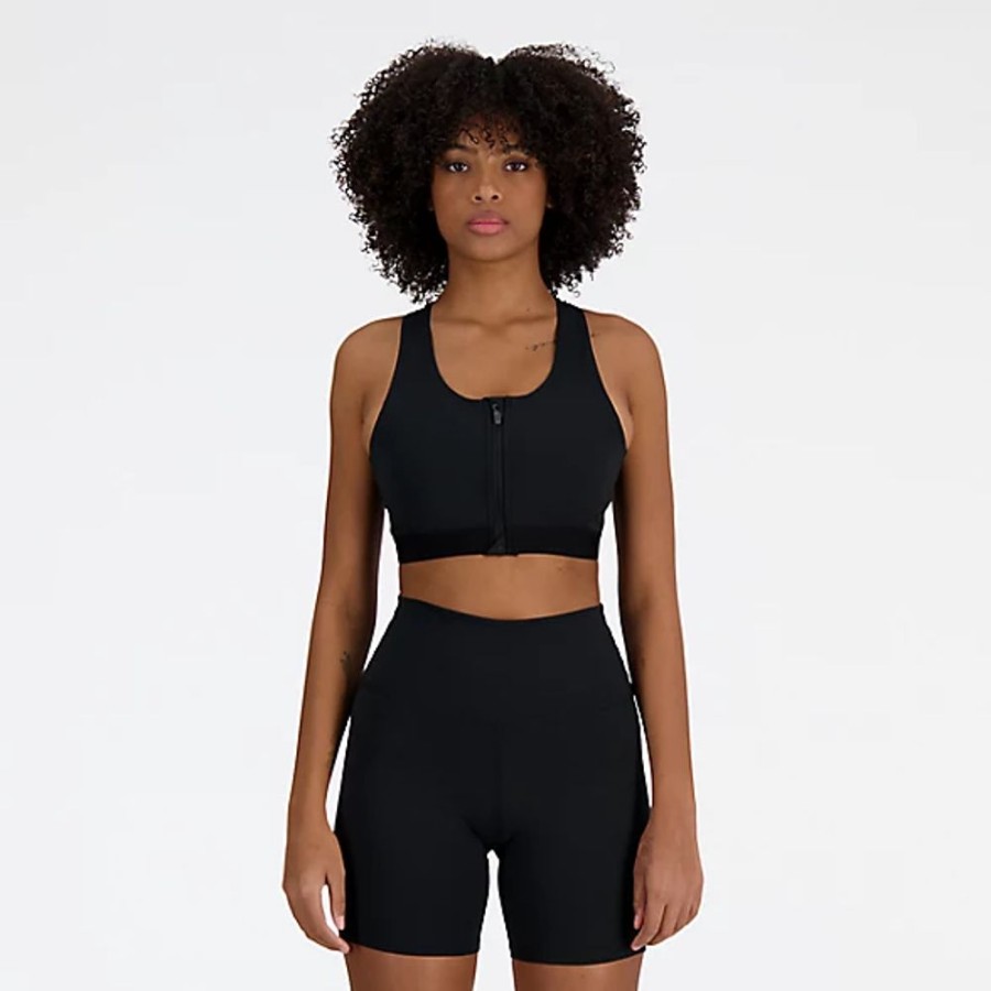 Mulheres New Balance Sutias Desportivos | Nb Sleek Medium Support Pocket Zip Front Bra