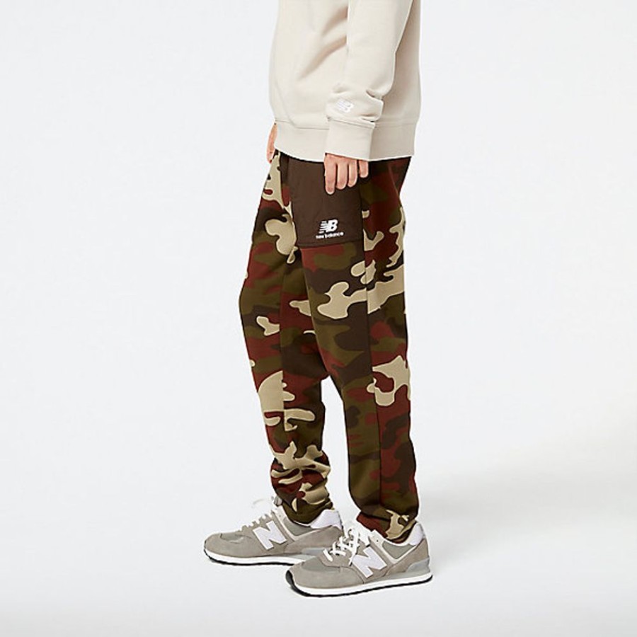 Homens New Balance Calcas E Leggings | Nb Athletics Camo Fleece Pant