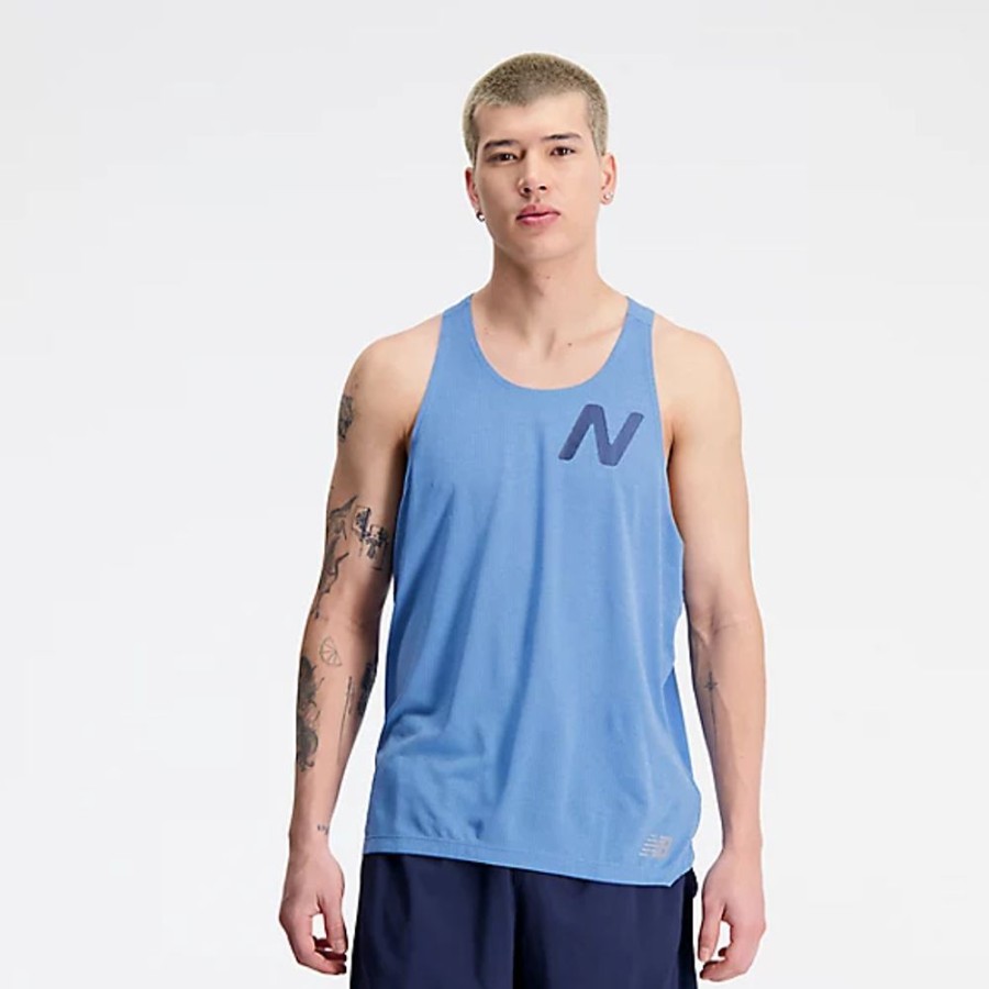 Homens New Balance T-Shirts E Partes De Cima | Graphic Impact Run Singlet