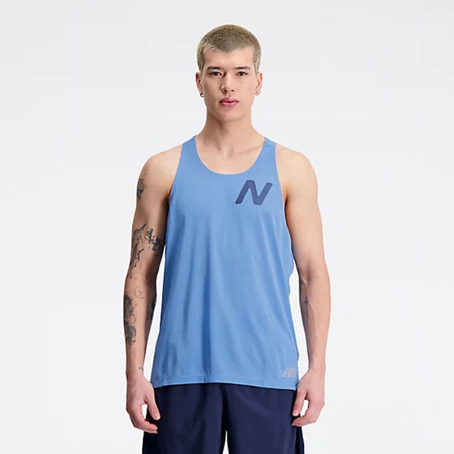 Homens New Balance T-Shirts E Partes De Cima | Graphic Impact Run Singlet