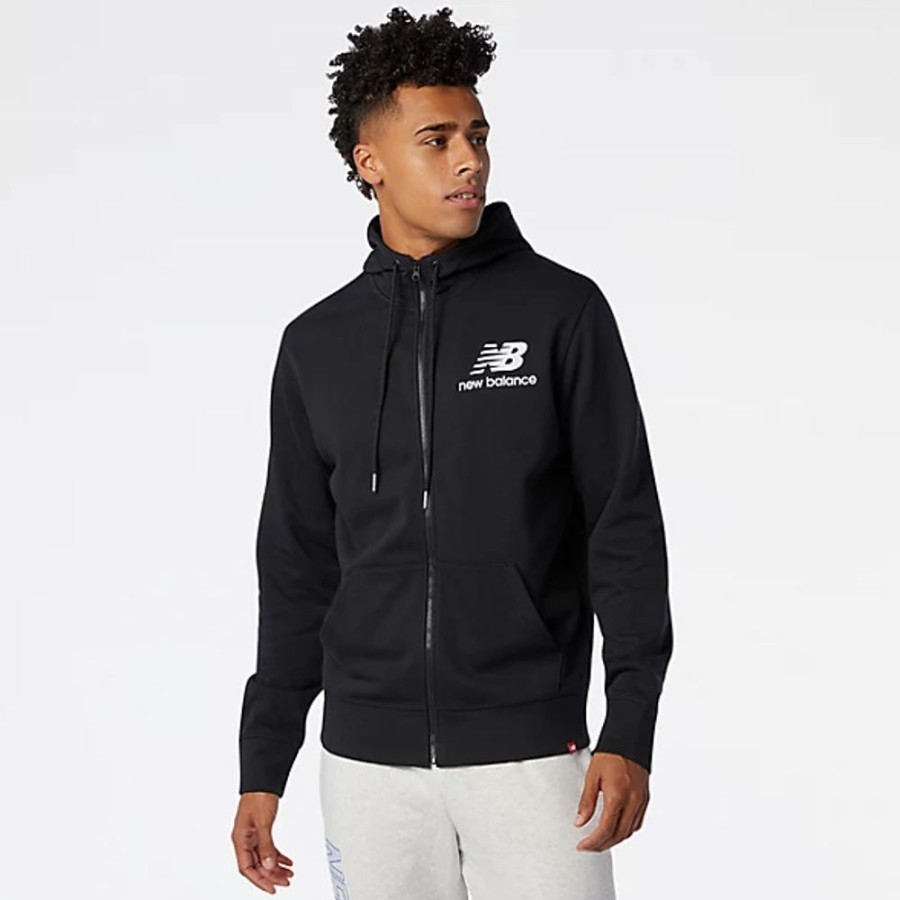 Homens New Balance Camisolas E Camisolas Com Capuz | Hoodie Nb Essentials Stacked Full Zip