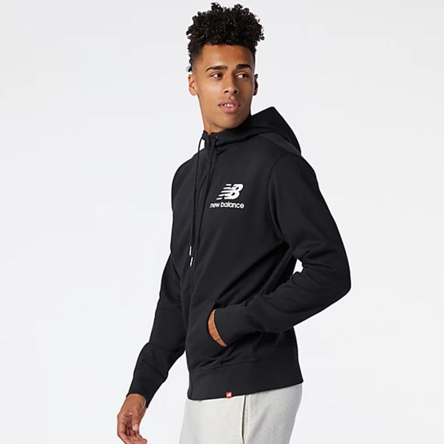 Homens New Balance Camisolas E Camisolas Com Capuz | Hoodie Nb Essentials Stacked Full Zip