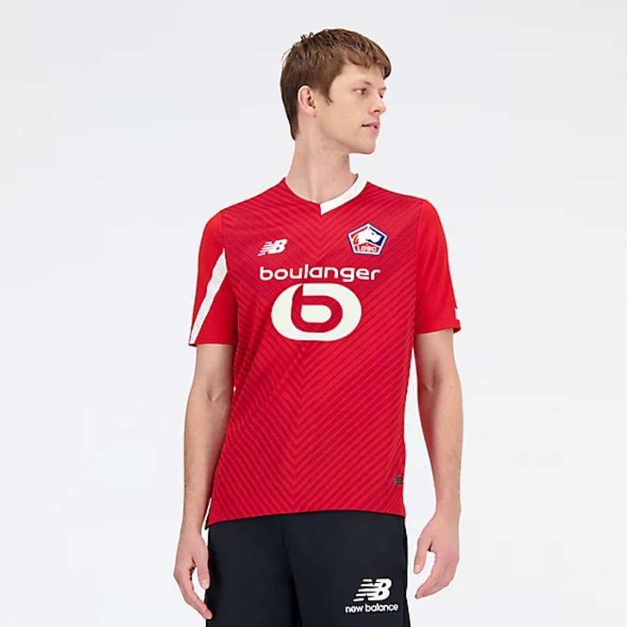 Homens New Balance T-Shirts E Partes De Cima | Lille Losc Home Short Sleeve Jersey