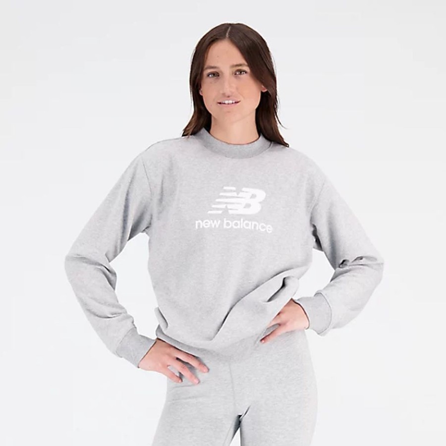 Mulheres New Balance Camisolas E Camisolas Com Capuz | Essentials Stacked Logo French Terry Crewneck