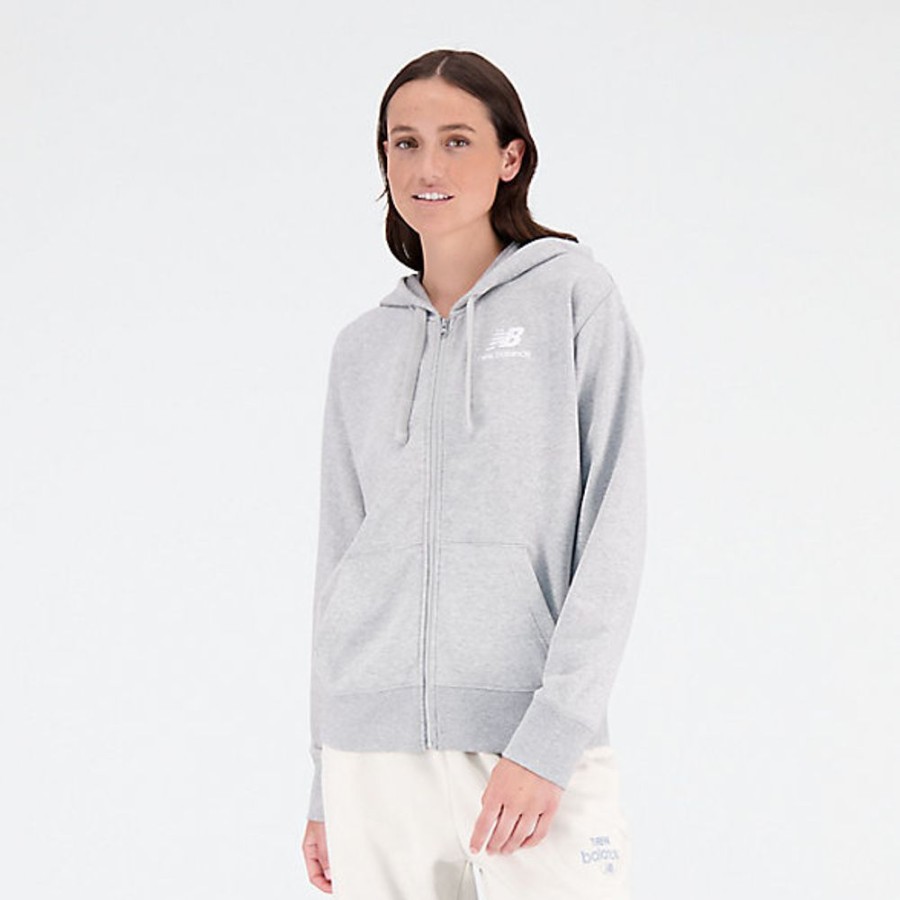 Mulheres New Balance Casacos | Hoodie Nb Essentials Stacked Logo Full Zip