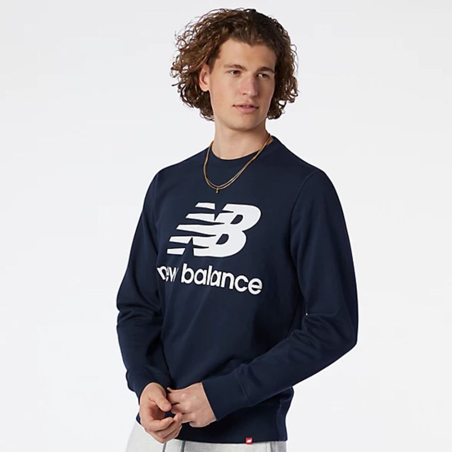 Homens New Balance Camisolas E Camisolas Com Capuz | Camisola Nb Essentials Stacked Logo Crew